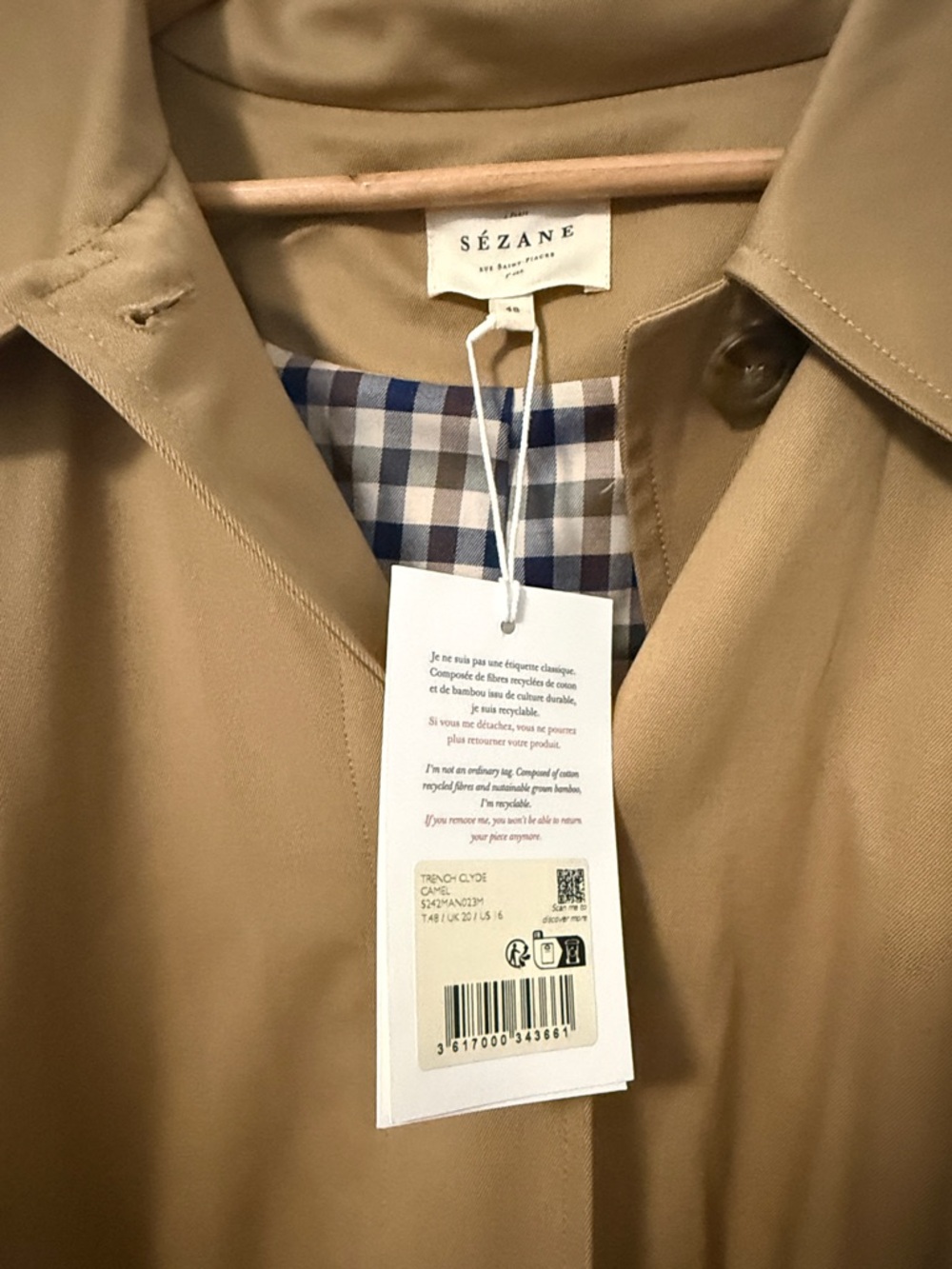 Sezane Clyde Coat Camel - Size 16 - Picture 2 of 3